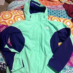 North face HyVent jacket and inner fuzzy removable jacket size L